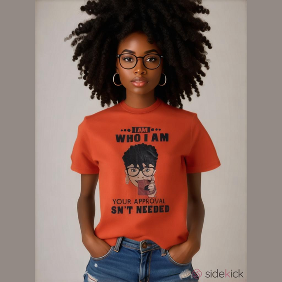 Unbranded Tops - I am Who I Am Graphic Tshirt, Orange, Size XL